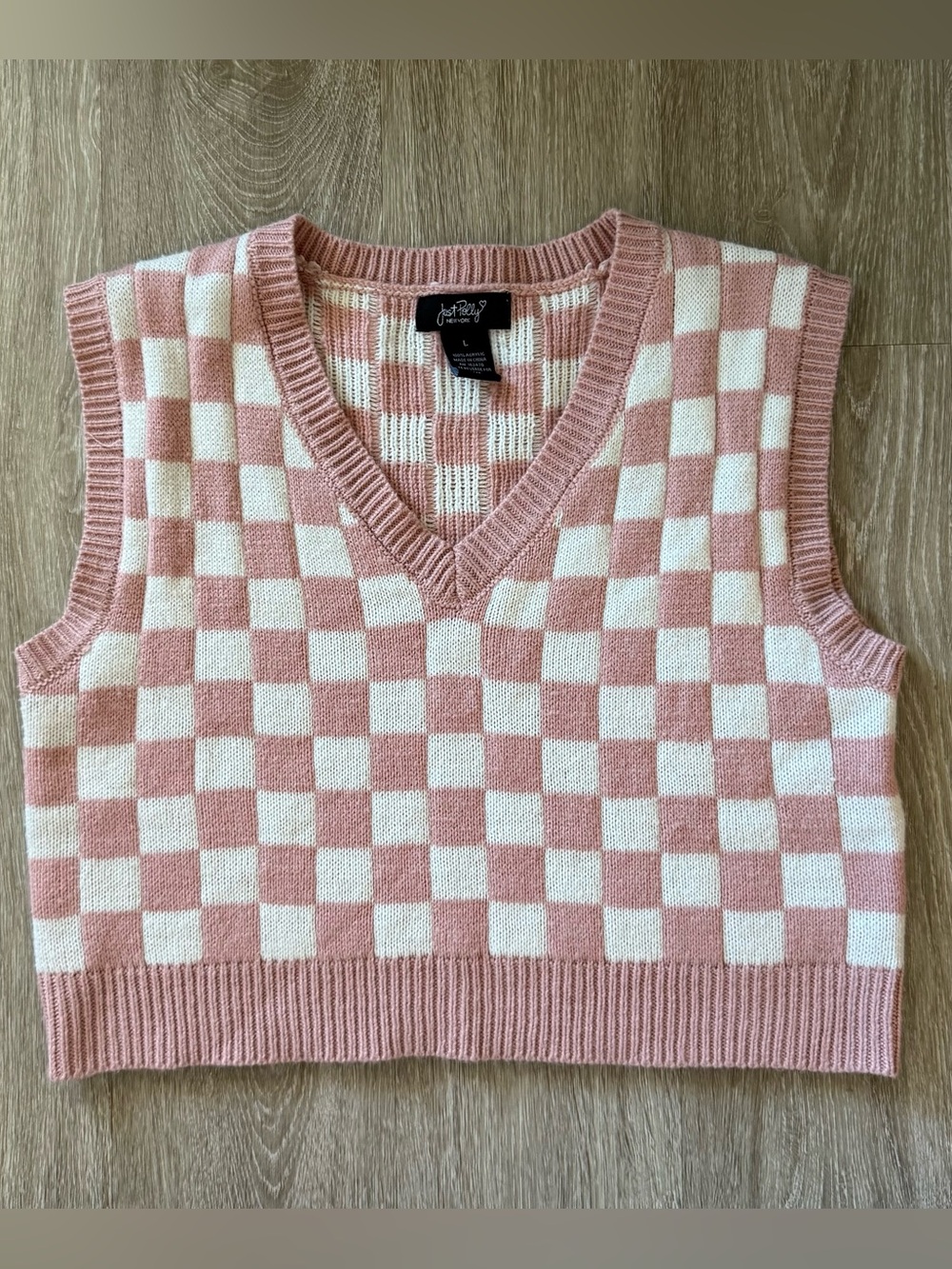 Pink Checkerboard Sweater Vest Crop Top | Preppy Y2K Coquette